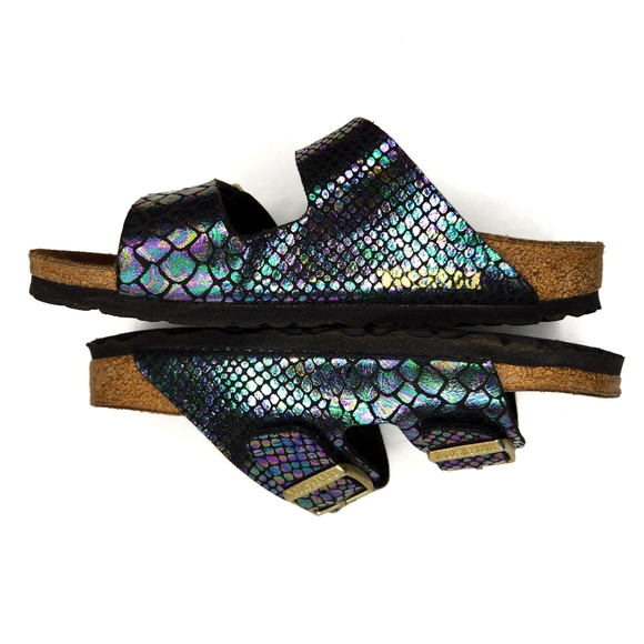 Birkenstock Arizona Shiny Snake Black Slider 36 - Picture 3 of 4